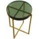 Marilee Rich Green and Sleek Brushed Gold Round Glass Top Accent Table