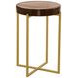 Marilee Vibrant Red and Sleek Brushed Gold Round Glass Top Accent Table