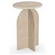 Abbey Feather Beige Round Marble Top Accent Table