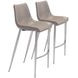 Magnus Gray And Brushed Stainless Steel Bar Stool Set Of 2