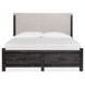 Plum Creek Ravenwood Black and Elite Dove California King Upholstered Storage Panel Bed