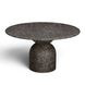 Cynthia Dark Emperador and Walnut Outdoor 54" Round Marble Top Dining Table