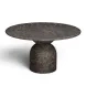 Cynthia Dark Emperador and Walnut Outdoor 54" Round Marble Top Dining Table