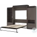Orion Bark Gray And Graphite 124" Queen Murphy Bed And Multifunctional Storage With Drawers