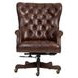 Jefferson Burnished Umber Leather Upholstered Executive Chair with Nailhead Trim and Casters