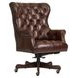Jefferson Burnished Umber Leather Upholstered Executive Chair with Nailhead Trim and Casters