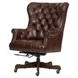Jefferson Burnished Umber Leather Upholstered Executive Chair with Nailhead Trim and Casters