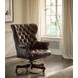 Jefferson Burnished Umber Leather Upholstered Executive Chair with Nailhead Trim and Casters
