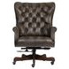 Jefferson Burnished Walnut Leather Upholstered Executive Chair with Nailhead Trim and Casters