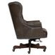 Jefferson Burnished Walnut Leather Upholstered Executive Chair with Nailhead Trim and Casters