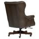 Jefferson Burnished Walnut Leather Upholstered Executive Chair with Nailhead Trim and Casters