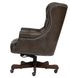 Jefferson Burnished Walnut Leather Upholstered Executive Chair with Nailhead Trim and Casters