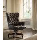 Jefferson Burnished Walnut Leather Upholstered Executive Chair with Nailhead Trim and Casters