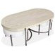 Parkcrest Edgecomb Gray and Weathered Antique Nickel Oval Cocktail Table with 2 Ottomans