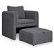 Vreni Charcoal and Black Upholstered Accent Chair with Ottoman