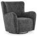 Rowenburg Heather Charcoal Upholstered Swivel Glider Accent Chair