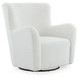 Rowenburg Cream Upholstered Swivel Glider Accent Chair