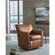 Braydunn Caramel Leather Upholstered Swivel Glider Accent Chair