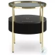 Nedman Black And Gold Finish Accent Table with Speaker