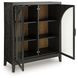 Armenleigh Black and Brown 2 Glass Door Bar Cabinet