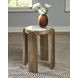 Gavrilley Gray and Brown Round Marble Top Accent Table