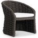 Salinas Dark Umber and White Performance Fabric Outdoor Arm Chair