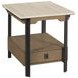 Topaz-Hamilton Topaz Beige and Black Square Travertine Top End Table