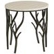 Willow Beige and Black Round Travertine Top End Table