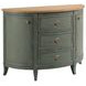 Chastain Green and Brown 3 Drawer Demilune Accent Chest