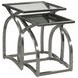 Hidden Treasures Vault Gray Square Glass Top End Table