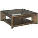 Hidden Treasures Burl Medium Stain Square Glass Top Cocktail Table