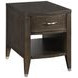 Tesha Dark Stain Rectangular Chairside Table with USB Charging
