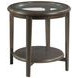 Whitaker Distressed Dark Stain Round Glass Top End Table