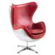 Brancaster Red Leather Upholstered Swivel Accent Chair with Nailhead Trim