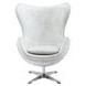 Brancaster Vintage White Leather Upholstered Swivel Accent Chair with Nailhead Trim