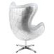 Brancaster Vintage White Leather Upholstered Swivel Accent Chair with Nailhead Trim