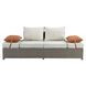 Salena Beige Fabric and Gray Wicker Patio 83" Sofa with 2 Pillows and Rectangular Ottoman