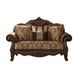 Jardena Fabric and Cherry Oak 69" Loveseat with 4 Pillows