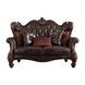 Versailles Dark Brown 68" Loveseat with Pillows and Nailhead Trim