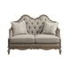 Chelmsford Beige Fabric and Antique Taupe 62" Loveseat with 2 Pillows
