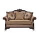 Chateau De Ville Fabric and Espresso 69" Loveseat with 3 Pillows