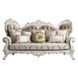Vanaheim Beige and Gold 97" Sofa with Nailhead Trim