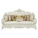 Adara Pearl White 90" Sofa with Pillows and Nailhead Trim