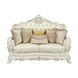 Adara Pearl White 70" Loveseat with Pillows and Nailhead Trim