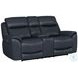 Sorellian Opulent Navy Leather Power Reclining Living Room Set