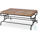 Easterling Woven Cane And Rustic Black Coffee Table