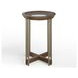 Elora Walnut and Tarnished Silver Round Glass Top Accent Table