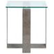 Whitehall Aged Pewter and Chrome Pucks Rectangular Glass Top End Table