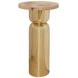 Alina Gold and Brown Round Wood Top Side Table