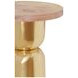 Alina Gold and Brown Round Wood Top Side Table